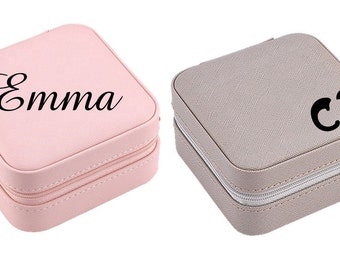 Boîte à bijoux en cuir personnalisée | Gris, noir ou rose | | cadeau de demoiselle d’honneur Personnalisez votre propre boîte à bijoux | cadeau d’anniversaire | Votre texte