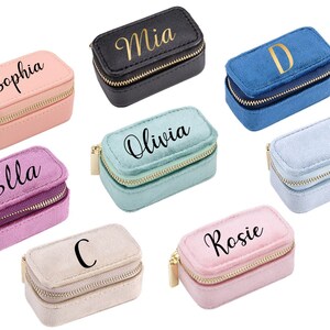 Personalised Velvet Jewellery Box | Mini Rectangle Jewellery Box | Anniversary Gift | Custom Your Own Jewellery Box | Bridesmaid Gift