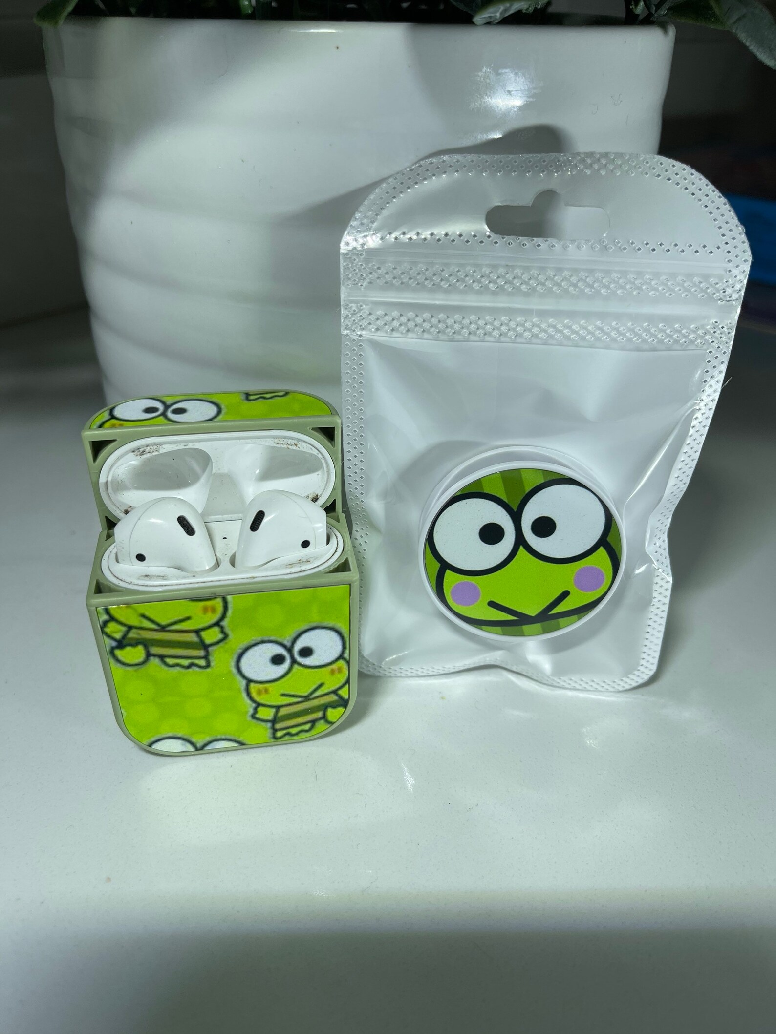 Cute frog inspired pop socket AirPods case kit Etsy