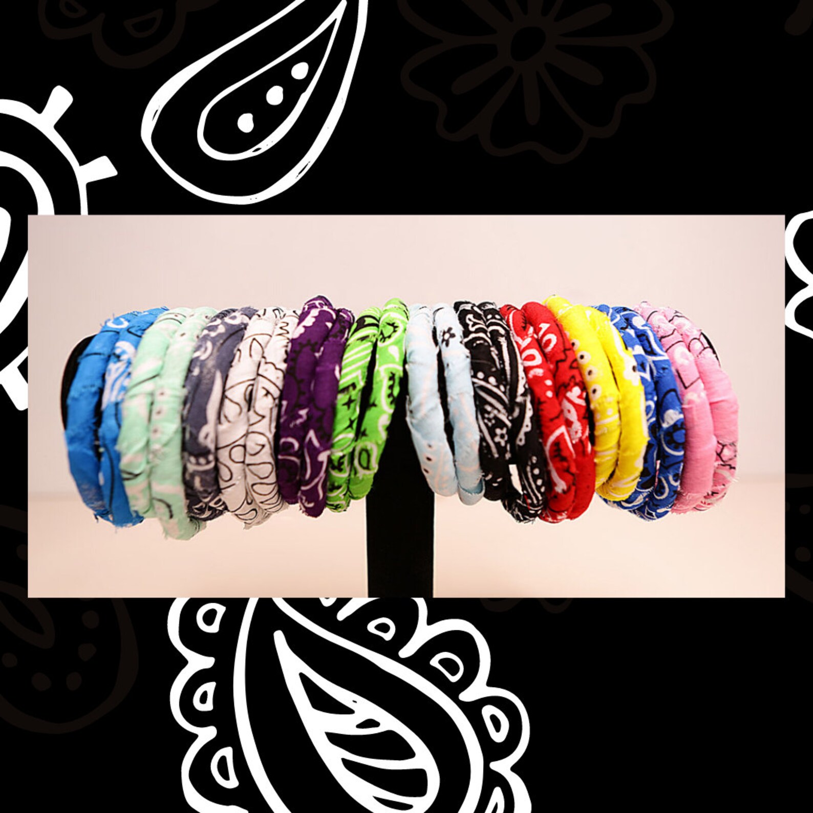 Red Bandana Bracelets/Stackable Fabric Wrapped Bangle/Bracelet Etsy