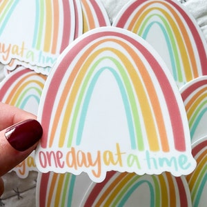 One Day At A Time Sticker | Positive Mindset Motivational Sticker | Rainbow Decal