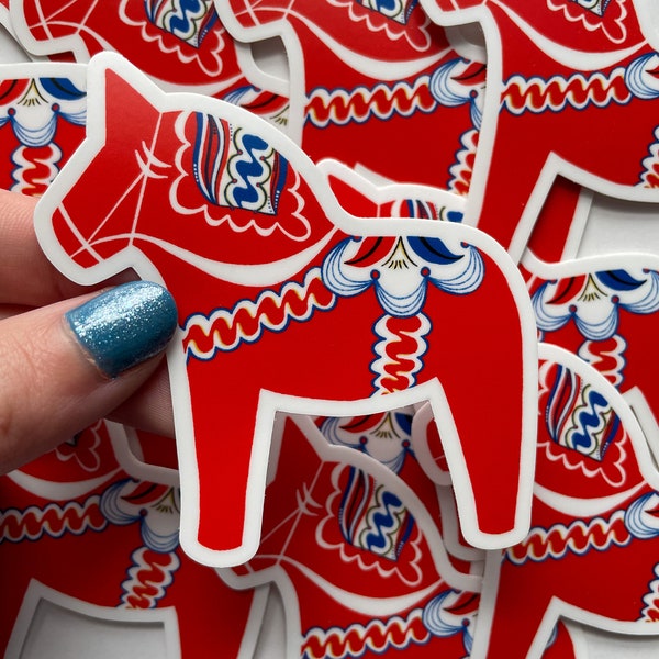 Sticker cheval suédois rouge de Dala | Sticker cheval dalécarlien | Cadeau suédois minimaliste