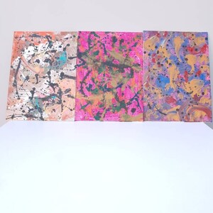 Abstract Acrylic painting  Acrylic Abstract splatter unusual cosmic Peaches and Cream 7 x 4