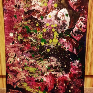 Abstract Acrylic painting -Acrylic Abstract splatter unusual - Nebula