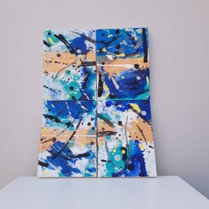 Abstract Acrylic painting Acrylic Abstract splatter unusual cosmic Set of four 7 x 4