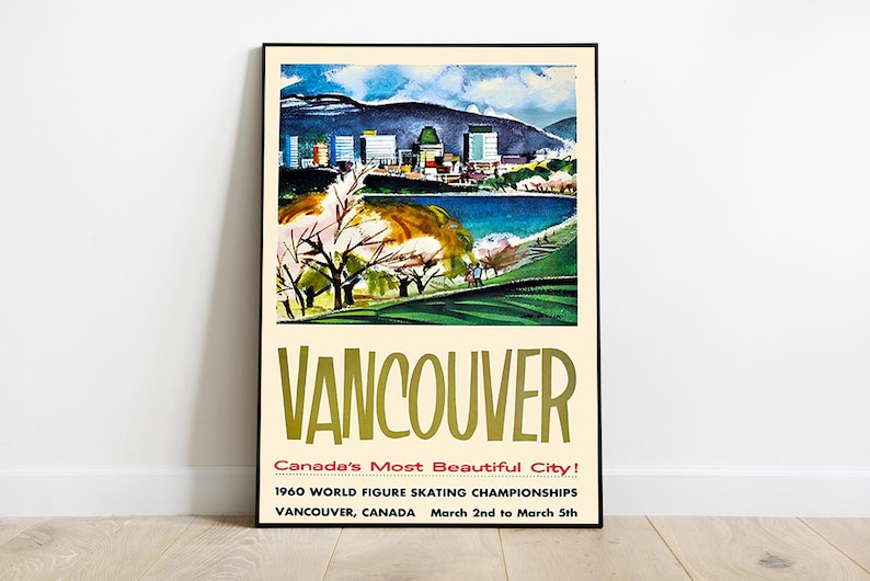 Vancouver Print vancouver travel poster vancouver poster Etsy