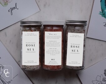 Bath Salt Label Template for Jar and Pouch | Bath and Body Business Packaging | Editable Bath Soak Labels | Minimalist Bath Salt Label