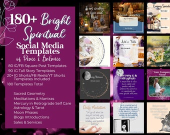 Editable Bright Spiritual Professional Business Instagram Templates  Yoga Business wellness witchy Instant Download Social Media Kit