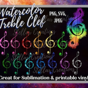 Watercolor Treble Clef, transparent background, png,svg,jpeg, music note