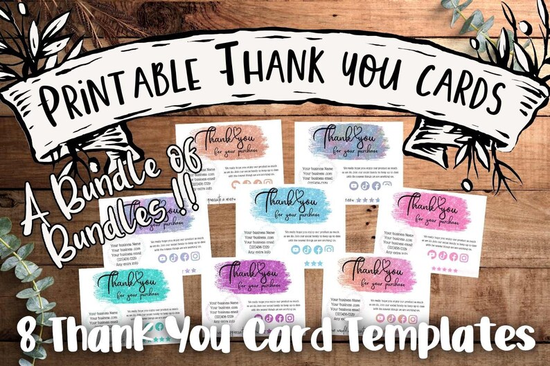 Thank You Card for Business Template Printable Thank You Card Instant