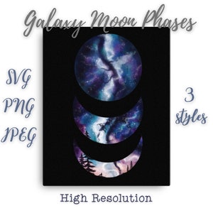 Galaxy Moon Phases SVG PNG JPEG high resolution for projects.
