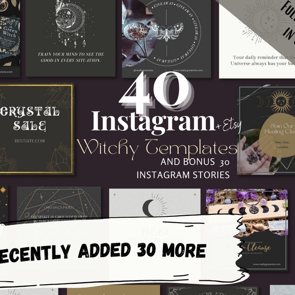 70 Witchy Instagram Templates | Social Media Marketing | Product Pages