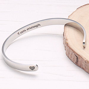 I Am Enough Motivational and Inspirational Cuff Mantra Bracelet image 2