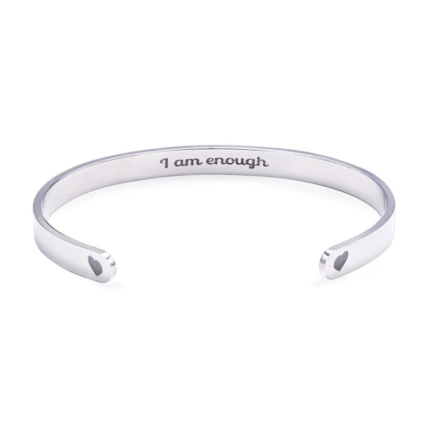 I Am Enough Motivational and Inspirational Cuff Mantra Bracelet