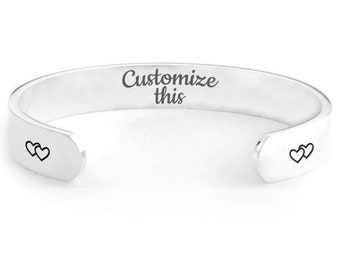 Custom Hidden Message Cuff Bangle Bracelet Personalized Gift 3/8"