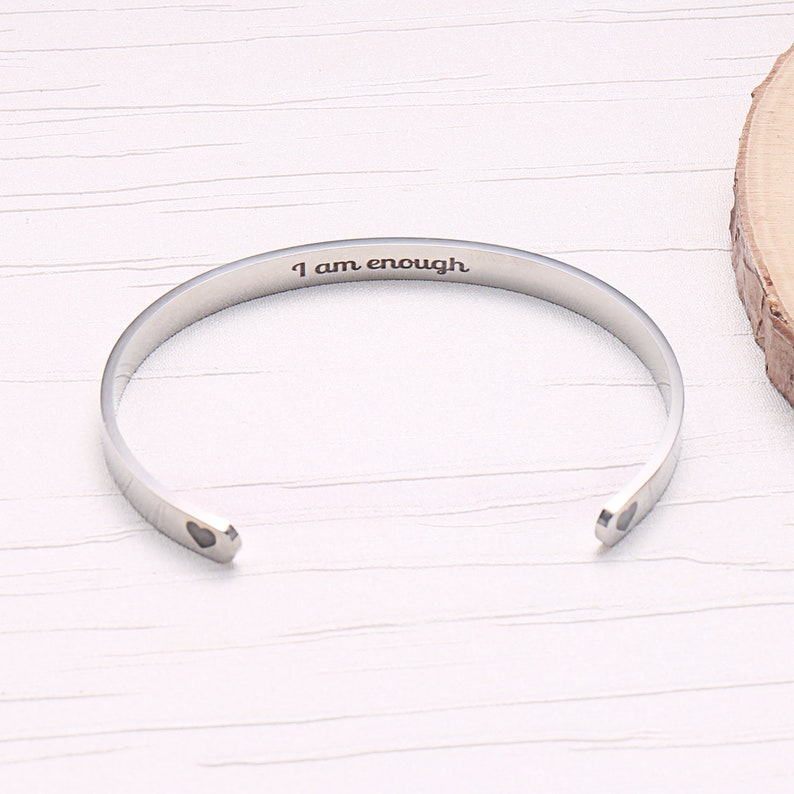 I Am Enough Motivational and Inspirational Cuff Mantra Bracelet image 4