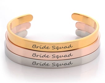 Bride Squad Cuff Bracelet, Bachelorette Party Favors, Bridesmaid Gifts