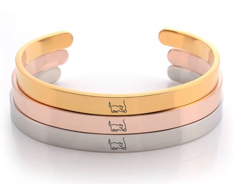 Cat Engraved Cuff Bracelet for Women 4