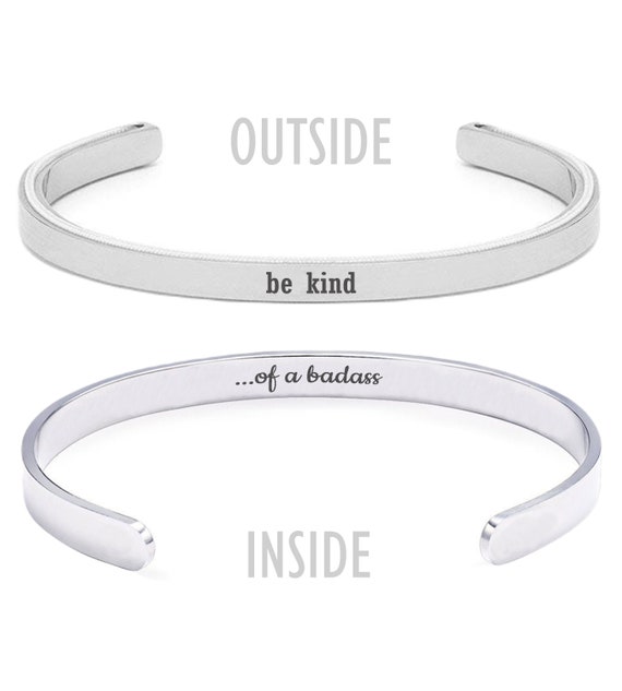 Be Kind of A Badass Hidden Message Cuff Bracelet Funny Gift Etsy