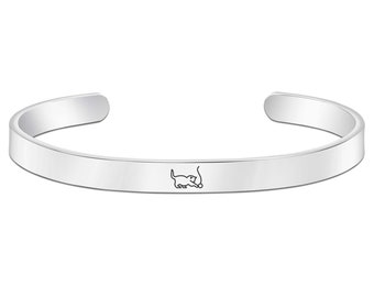 Cat Engraved Cuff Bracelet for Women 4