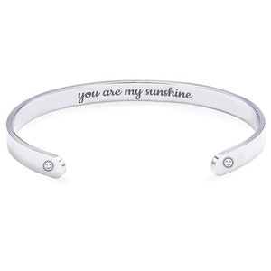 You Are My Sunshine Hidden Message Engraved Cuff Bracelet With Sun