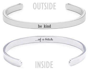 Be Kind Of A Bitch Hidden Message Cuff Bracelet Funny Best Friend Gift