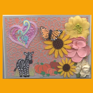 BLK055 All Occasion Greeting Card Curious Zebra In His Pumpkin Patch! Removable Items one-of-a-kind Unique 5x7 BLK055