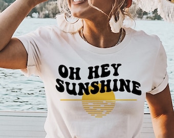 Oh Hey Sunshine SVG, Groovy Retro Summer Vibes, Beach Life PNG DXF (Digital Files)