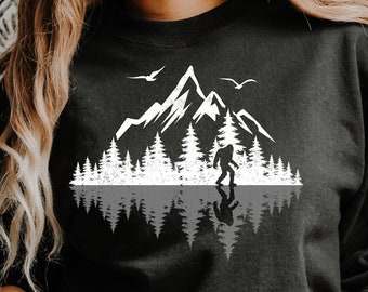 Bigfoot SVG, Outdoor Nature Trees Reflection Wildlife Bigfoot Forest Camp SVG, Camping Svg, Sasquatch Svg, Yeti Svg, Cut Files for Cricut