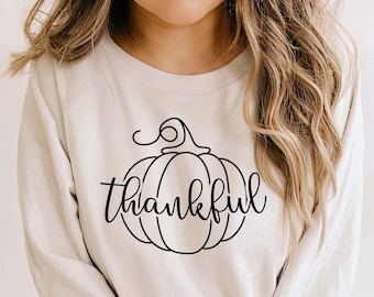 Thankful svg, Pumpkin svg, Fall svg, Thanksgiving svg, Autumn svg, Thanksgiving Shirt gift, Png Dxf Cut Files Cricut Clipart Silhouette