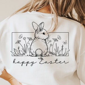 Happy Easter SVG, Easter SVG, Floral Bunny SVG, Spring Svg, Flowers Svg, Easter Shirt Svg, Files For Cricut, Sublimation Designs Downloads