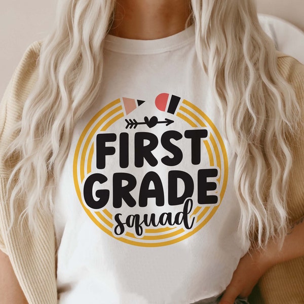 1st Grade Svg, First Grade Squad Svg Png, Back to school Svg, Teacher Svg, Gift for teacher, First day of School Svg, Sublimation Design