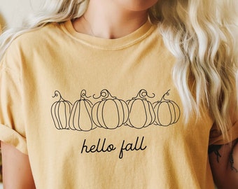 Hello Fall Pumpkin Svg, Thanksgiving, Autumn Cut Files (Png, Dxf)