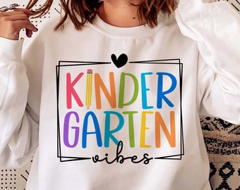 Kindergarten Vibes SVG, Teacher Life, Back to School Design (Digital Files)