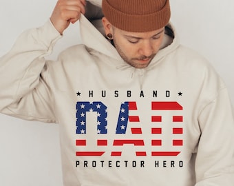 Husband Dad Hero USA Flag SVG, Father's Day, Funny Dad Shirt (Digital Download)