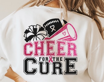 Breast Cancer Football SVG PNG, Pink Ribbon Cheerleader Design (Digital Files)