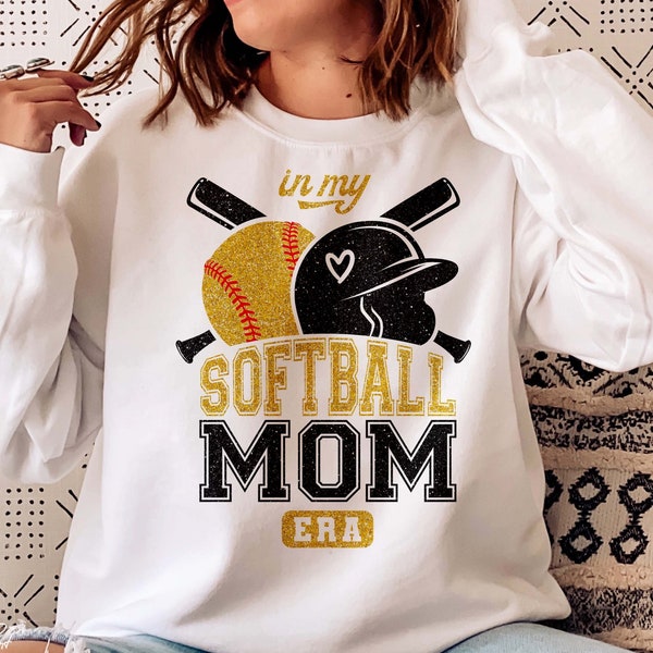 Softball Mom PNG, Softball Mom SVG, Varsity, Distressed, Glitter, In my Softball Mom era, Svg files for cricut, Sublimation Design Downloads