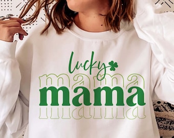SVG de "Suertuda Mamá" para el Día de San Patricio, diseño de camiseta para mamá (archivos digitales)