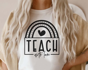 SVG "Enseña con amor", camiseta "Vida docente", archivos de corte Cricut (descarga digital)