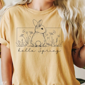 Hello Spring SVG, Easter SVG, Happy Easter Svg, Floral Bunny SVG, Easter Shirt Svg, Svg Cut Files For Cricut, Sublimation Designs Downloads
