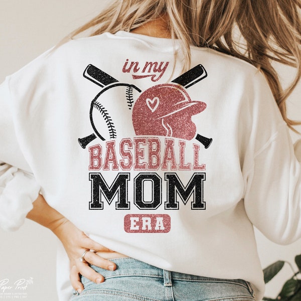 En mi era de mamá de béisbol SVG PNG, mamá de béisbol SVG, camisa de mamá de béisbol svg, mamá deportiva svg, archivos cortados para Cricut, diseños de sublimación de brillo