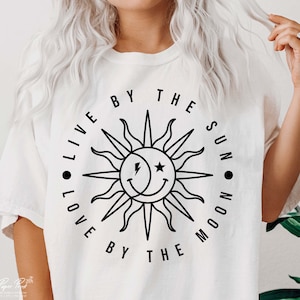 Live By The Sun Love By The Moon SVG PNG, Boho SVG, Inspirational Saying Svg, Sun And Moon Svg, hippie Svg, Cut files for cricut Sublimation