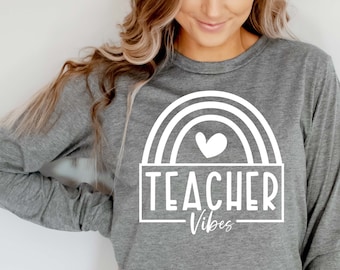 SVG con vibraciones docentes, diseño de camiseta "Vida docente", Cricut, sublimación (archivos digitales)
