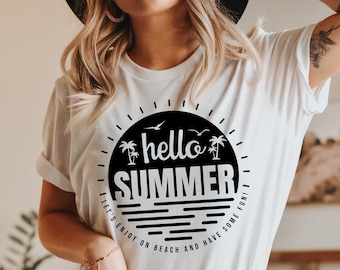 Hello Summer SVG, Beach Vacation Cut Files (Digital Download)