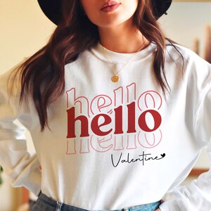 Hello Valentine SVG, Valentine SVG, Valentine&#39;s Day SVG, Valentine Shirt Svg, Love Svg, Retro Valentine Svg, Png Dxf Cricut Sublimation