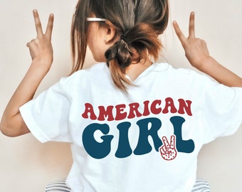 Amerikanisches Mädchen 4. Juli SVG, Patriotisches Shirt-Design (Digitaler Download)