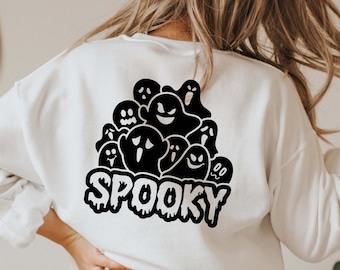Spooky Ghost SVG, Halloween Shirt Design, Cricut Cut Files (PNG, DFX)