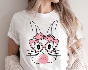 Easter Bunny with Glasses SVG, Easter Shirt Design (Digital Files)