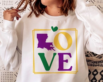 Mardi Gras Louisiana Love SVG, PNG-klippfil (digital nedladdning)