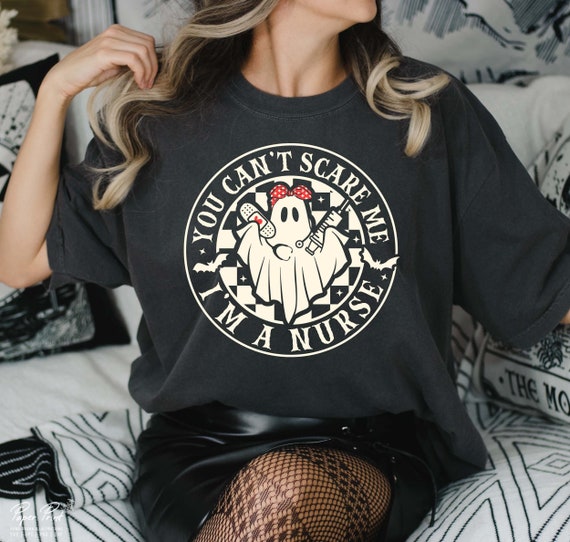 You Can’t Scare Me I’m a Nurse Svg Png, Retro Spooky Nurse Halloween Svg, Gifts for Nurse Svg, Sublimation Design, Cut files for Cricut